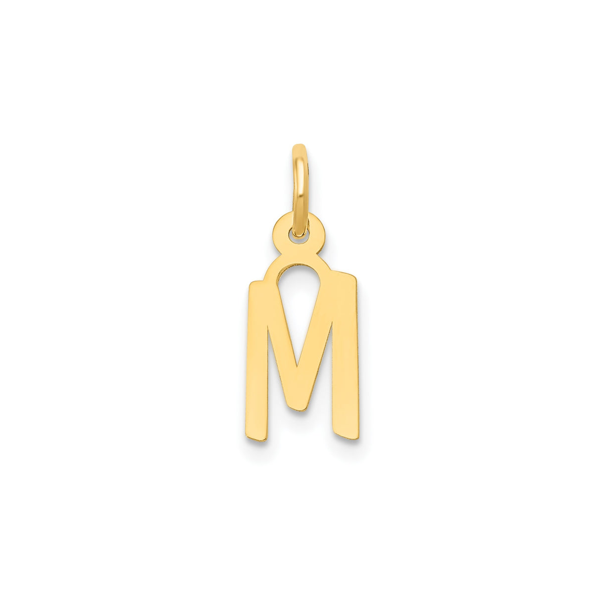 14k Yellow Gold Letter M Pendant, Modern Block Initial Charm, Minimalist Monogram Jewelry