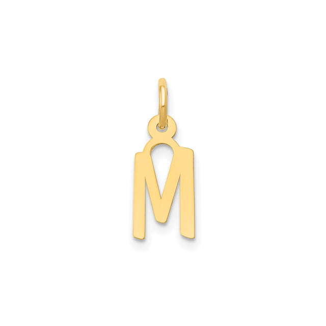 14k Yellow Gold Letter M Pendant, Modern Block Initial Charm, Minimalist Monogram Jewelry