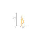 14k Yellow Gold Letter P Pendant, Minimalist Initial Charm for Women