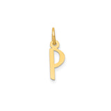 14k Yellow Gold Letter P Pendant, Minimalist Initial Charm for Women