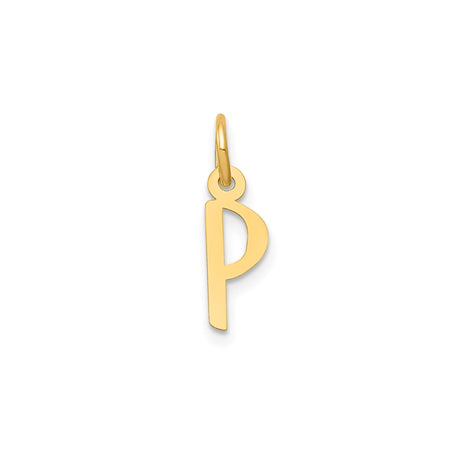 14k Yellow Gold Letter P Pendant, Minimalist Initial Charm for Women