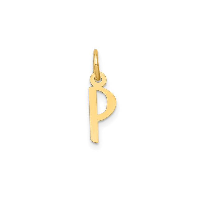 14k Yellow Gold Letter P Pendant, Minimalist Initial Charm for Women