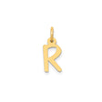 14k Yellow Gold Letter R Pendant, Block Initial Charm, Polished Monogram Style Jewelry
