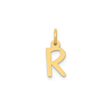 14k Yellow Gold Letter R Pendant, Block Initial Charm, Polished Monogram Style Jewelry