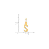 14k Yellow Gold Script Letter S Pendant, Polished Initial Charm for Women