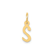 14k Yellow Gold Script Letter S Pendant, Polished Initial Charm for Women