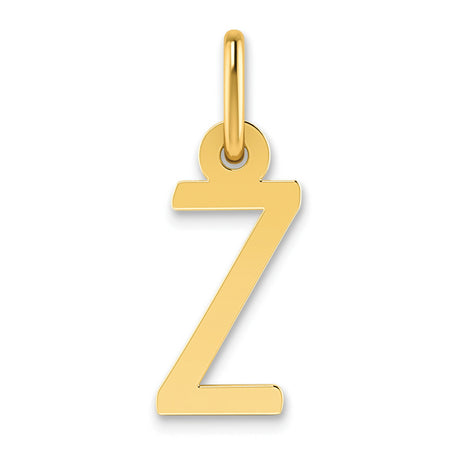Small Slanted Block Letter Z Initial Charm Pendant in Real 14k Yellow Gold