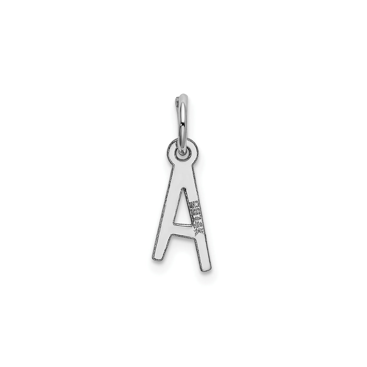 14k White Gold Letter A Pendant Charm, Polished Block Initial, Minimalist Jewelry for Women