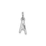 14k White Gold Letter A Pendant Charm, Polished Block Initial, Minimalist Jewelry for Women