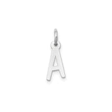 14k White Gold Letter A Pendant Charm, Polished Block Initial, Minimalist Jewelry for Women