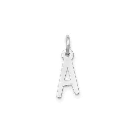 14k White Gold Letter A Pendant Charm, Polished Block Initial, Minimalist Jewelry for Women