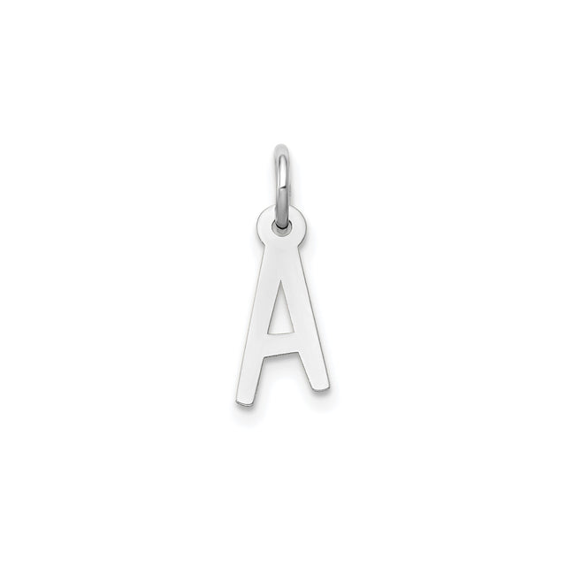 14k White Gold Letter A Pendant Charm, Polished Block Initial, Minimalist Jewelry for Women