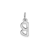 14k White Gold Letter B Pendant Charm, Polished Alphabet Jewelry for Women or Unisex