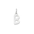 14k White Gold Letter B Pendant Charm, Polished Alphabet Jewelry for Women or Unisex