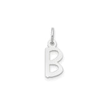 14k White Gold Letter B Pendant Charm, Polished Alphabet Jewelry for Women or Unisex
