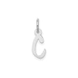 14k White Gold Initial C Pendant Charm, Script Letter Design for Women