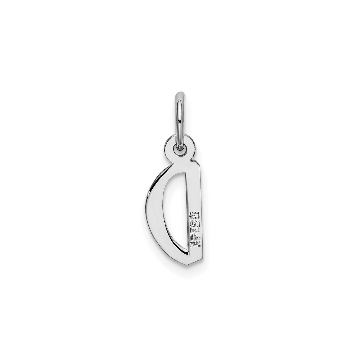 14k White Gold Letter D Pendant Charm, Polished Block Alphabet Initial Design