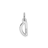 14k White Gold Letter D Pendant Charm, Polished Block Alphabet Initial Design