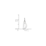 14k White Gold Letter D Pendant Charm, Polished Block Alphabet Initial Design