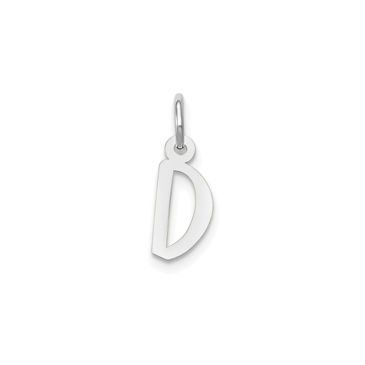 14k White Gold Letter D Pendant Charm, Polished Block Alphabet Initial Design