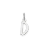 14k White Gold Letter D Pendant Charm, Polished Block Alphabet Initial Design