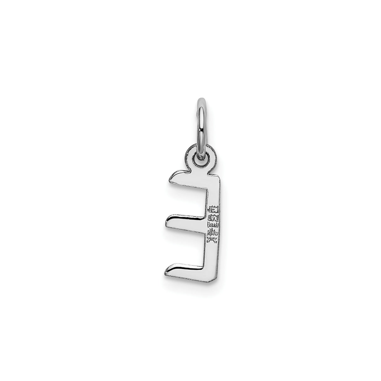 14k White Gold Initial E Pendant, Block Letter Charm with Polished Finish
