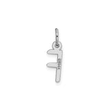 14k White Gold F Initial Pendant, Block Letter Charm for Necklace or Bracelet
