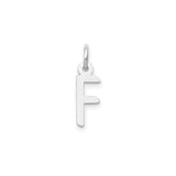 14k White Gold F Initial Pendant, Block Letter Charm for Necklace or Bracelet