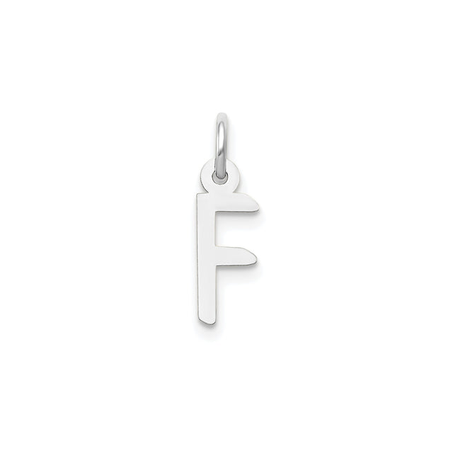 14k White Gold F Initial Pendant, Block Letter Charm for Necklace or Bracelet