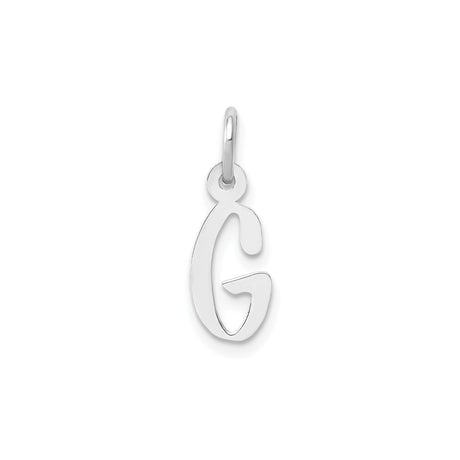 14k White Gold Script Letter G Pendant, Dainty Initial Charm, Minimalist Monogram Jewelry