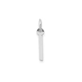 14k White Gold Vertical Bar Pendant, Modern Minimalist Polished Design for Women