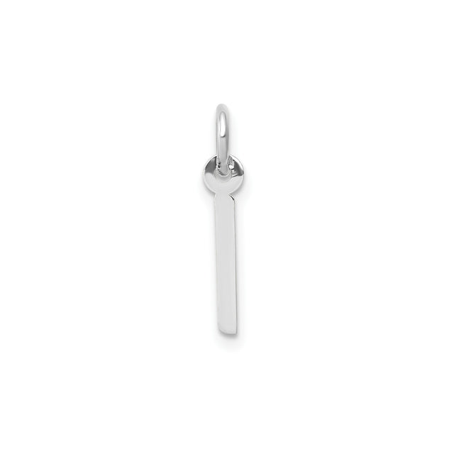 14k White Gold Vertical Bar Pendant, Modern Minimalist Polished Design for Women