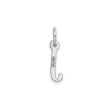 14k White Gold Letter J Pendant Charm, Polished Initial Jewelry for Women