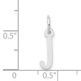 14k White Gold Letter J Pendant Charm, Polished Initial Jewelry for Women