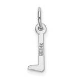 Small Slanted Block Initial L Char Charm Pendant in Real 14k White Gold