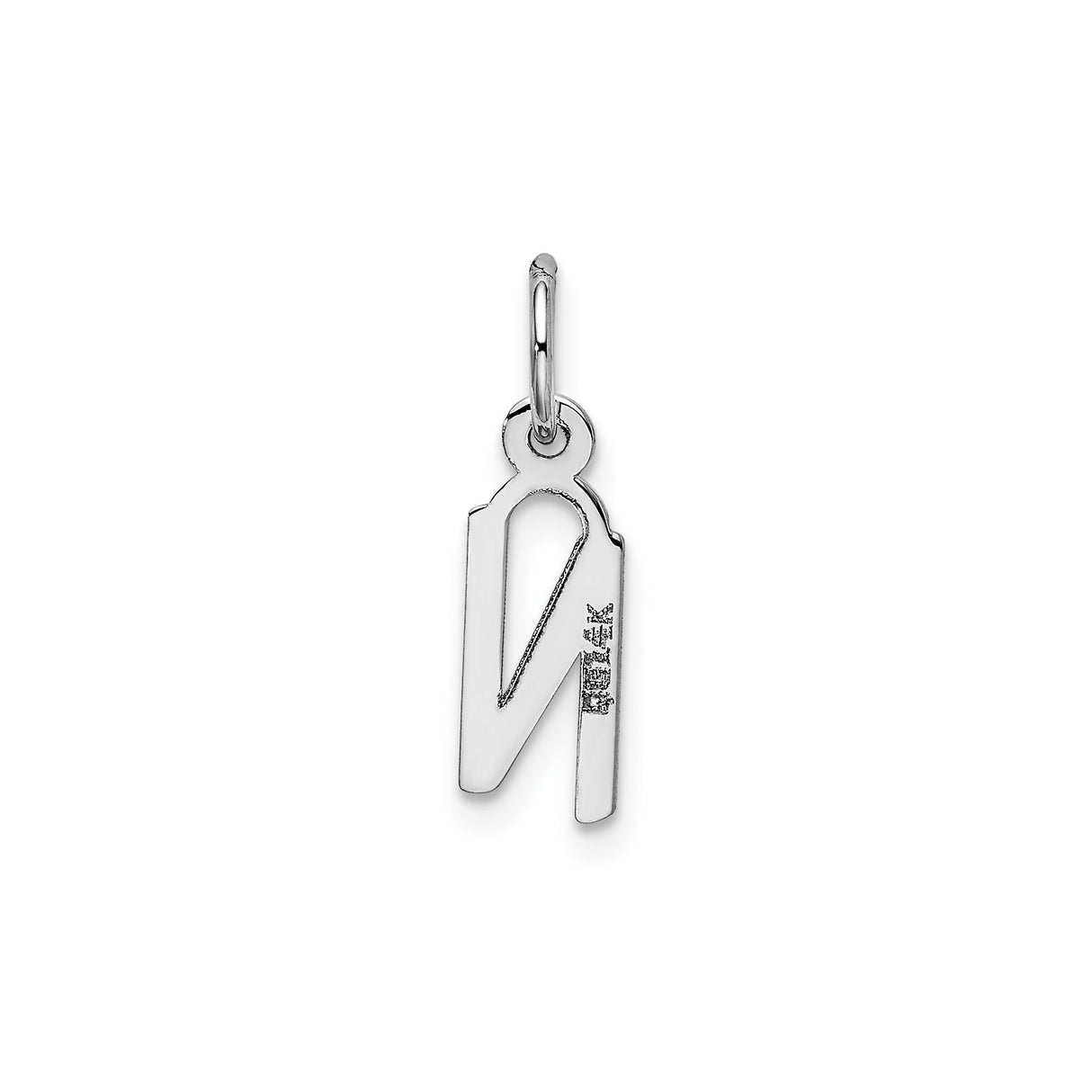14k White Gold N Initial Pendant, Sleek Block Letter Charm, Minimalist Monogram Jewelry