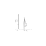 14k White Gold Letter P Pendant, Slanted Block Style Initial Charm for Women