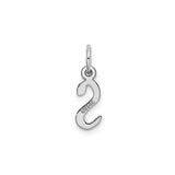 14k White Gold Letter S Pendant Charm, Polished Slanted Block Initial Design