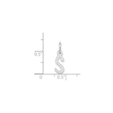 14k White Gold Letter S Pendant Charm, Polished Slanted Block Initial Design