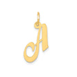 14k Yellow Gold Script Letter A Pendant Charm, Polished Uppercase Initial Monogram Design