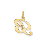 14k Yellow Gold Script Letter B Pendant Charm, Polished Monogram Alphabet Jewelry for Women or Unisex