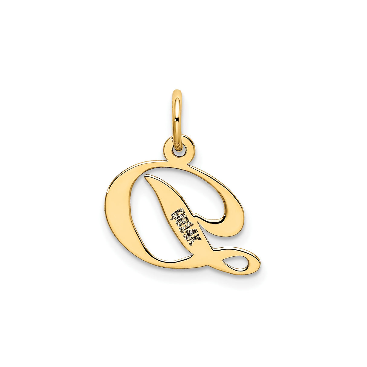 14k Yellow Gold Script Letter D Pendant, Cursive Initial Charm for Women