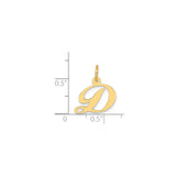 14k Yellow Gold Script Letter D Pendant, Cursive Initial Charm for Women
