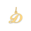 14k Yellow Gold Script Letter D Pendant, Cursive Initial Charm for Women