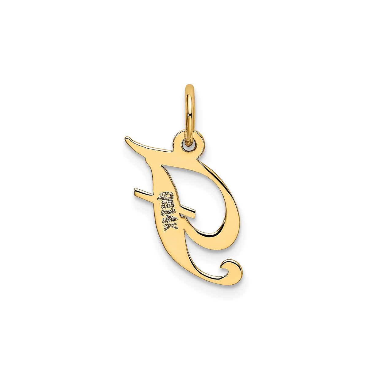14k Yellow Gold Script Initial Pendant, Uppercase Letter J Charm for Women or Unisex Use