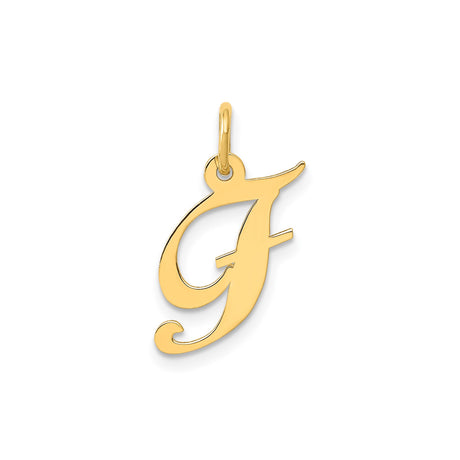 14k Yellow Gold Script Initial Pendant, Uppercase Letter J Charm for Women or Unisex Use