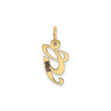 14k Yellow Gold Script Letter G Pendant, Polished Cursive Initial Charm for Women