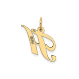 14k Yellow Gold Script Letter H Pendant, Polished Uppercase Initial Charm for Women
