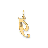14k Yellow Gold Script Letter J Pendant, Polished Uppercase Initial Charm for Women