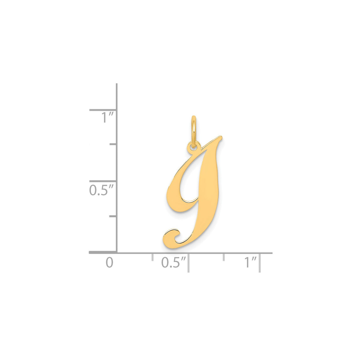 14k Yellow Gold Script Letter J Pendant, Polished Uppercase Initial Charm for Women